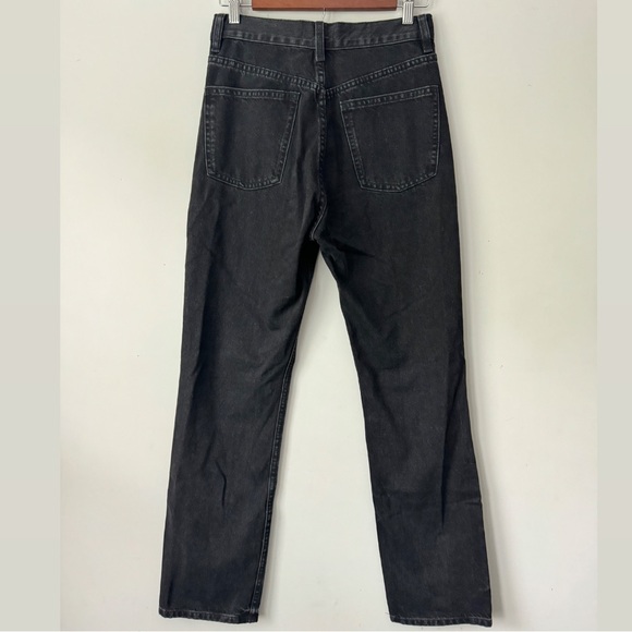 Zara Black Denim High-Waisted, Straight Leg Jeans - Picture 2 of 3